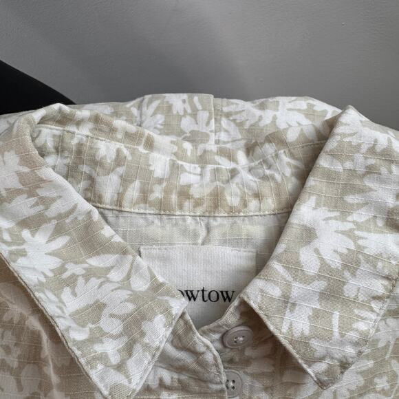 Kowtow Cream Shirt Cotton Floral Boxy Collared Cap Sleeve Button-Up Size Small S - Picture 7 of 7